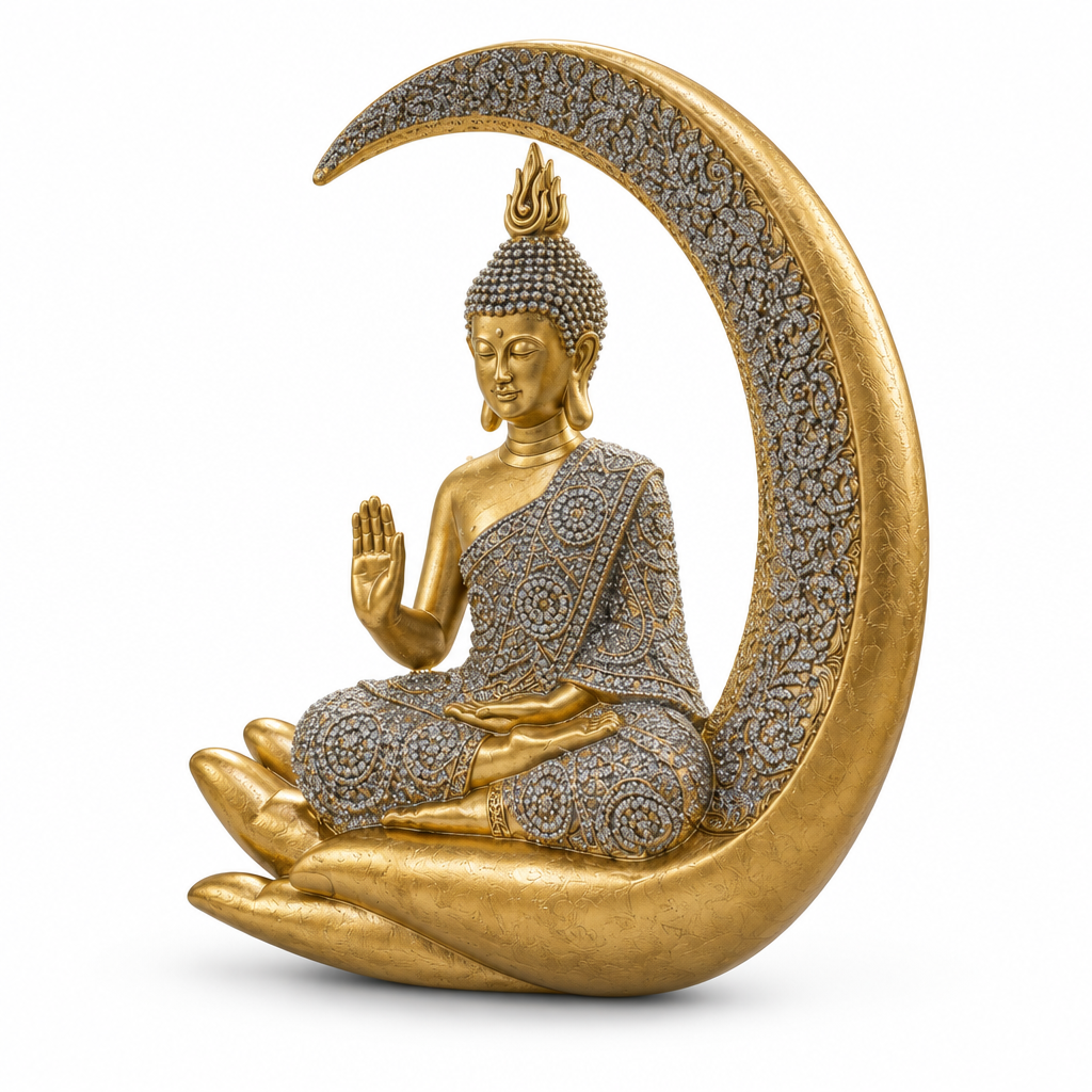 Buda mudra en luna dorada, segundo ángulo