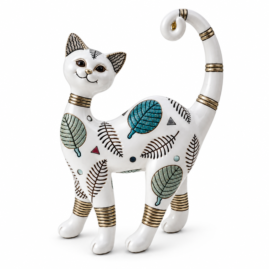 Gato decorativo blanco, segundo ángulo