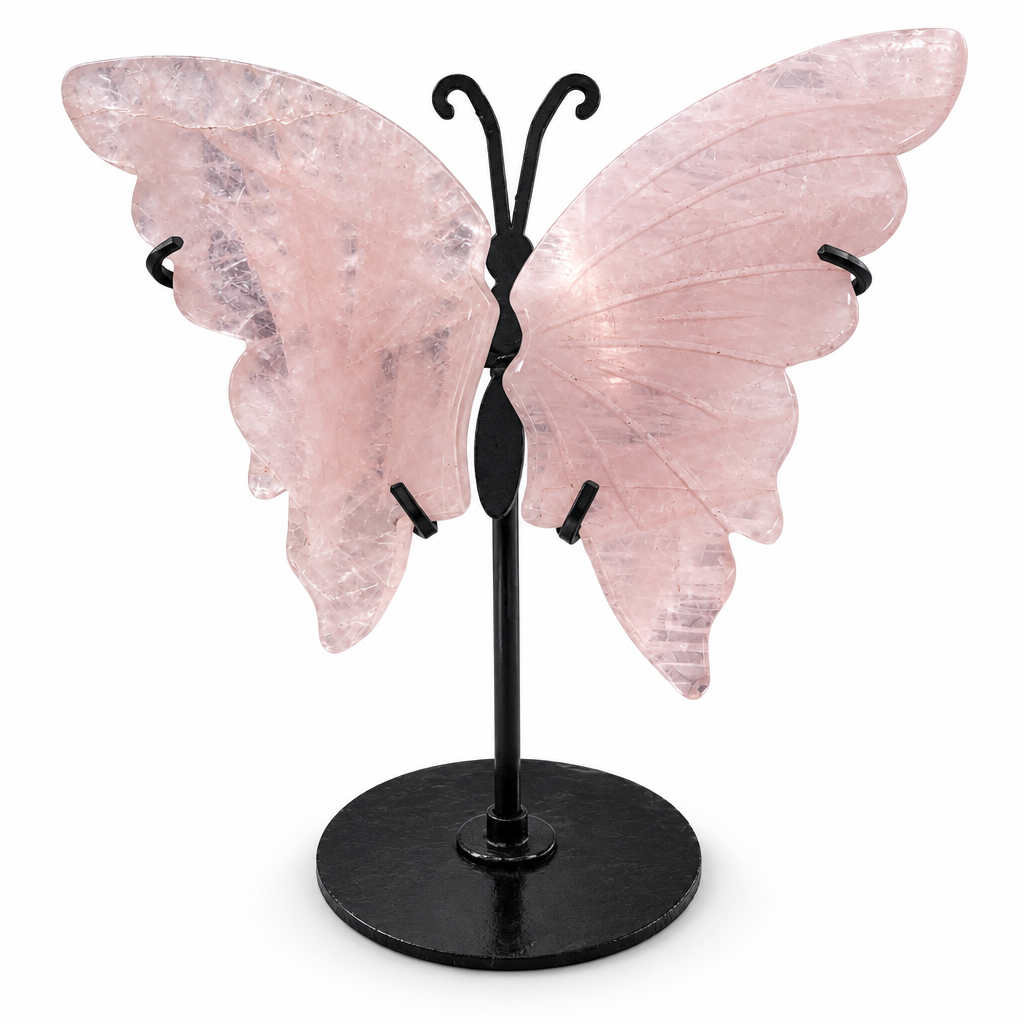 Mariposa de cuarzo rosa