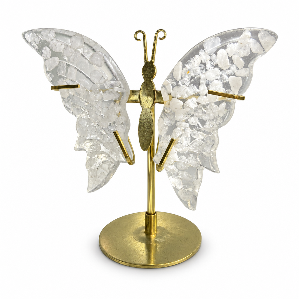 Mariposa de cuarzo cristal con chips