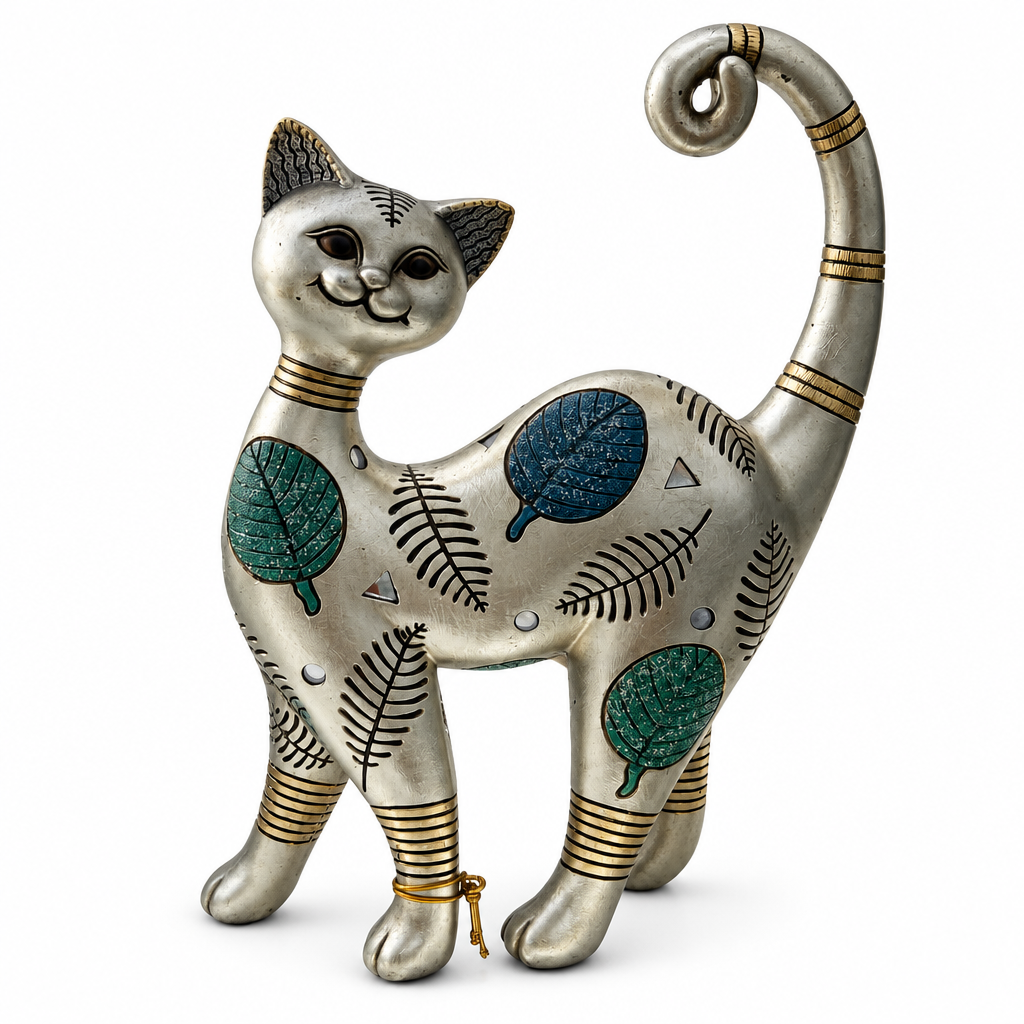 Gato decorativo plateado