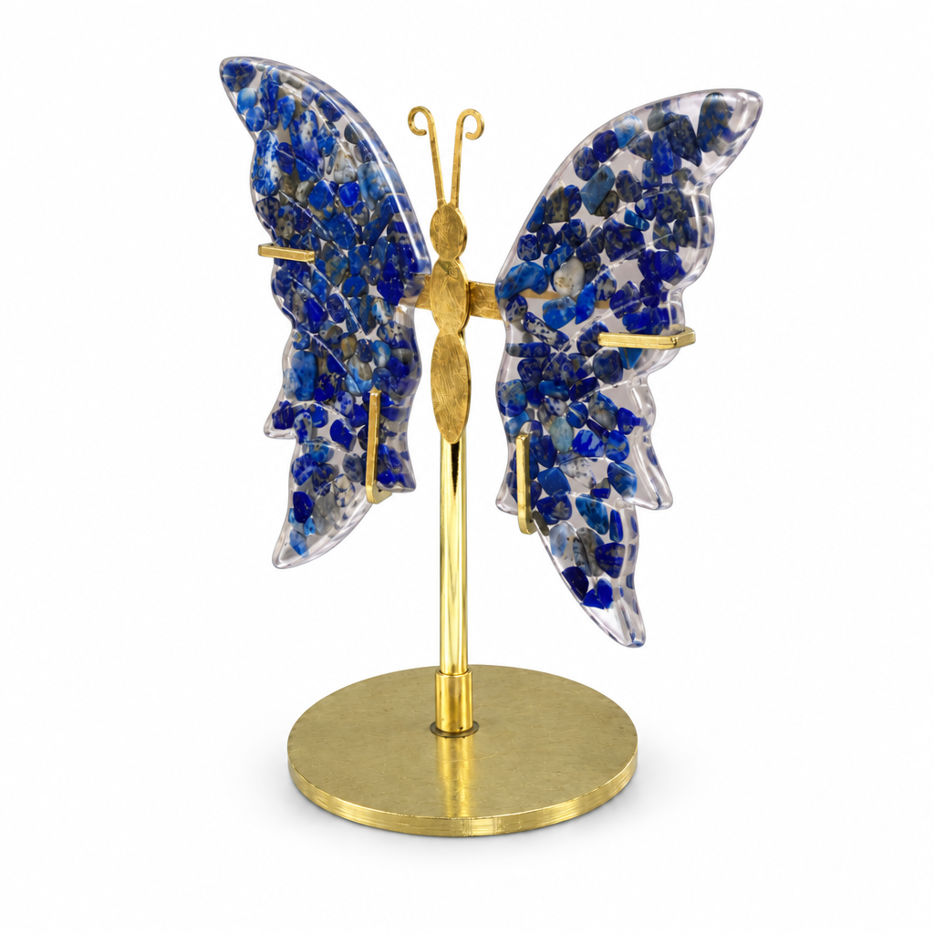 Mariposa de resina con lapislázuli, segundo ángulo