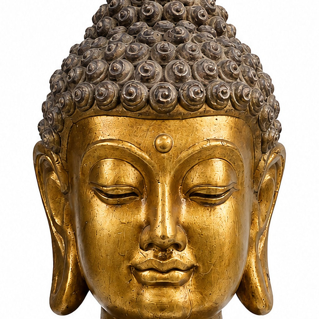 Cabeza de Buda chica, detalle del rostro