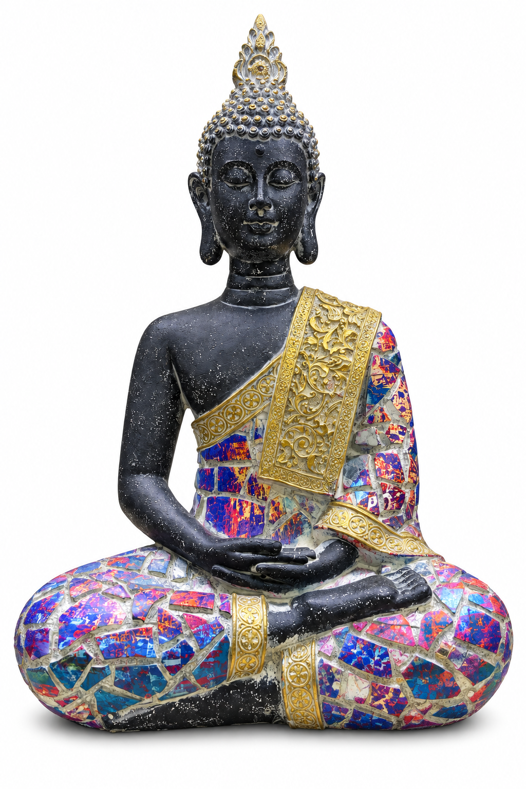 Buda de mosaico negro