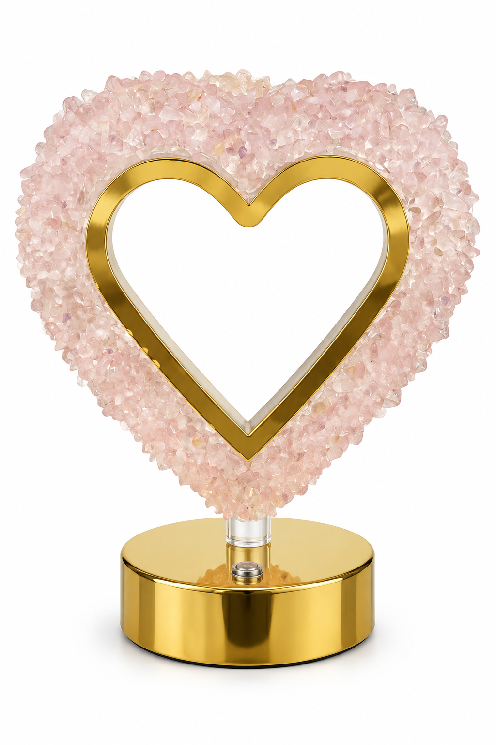Lámpara de corazón de cuarzo rosa